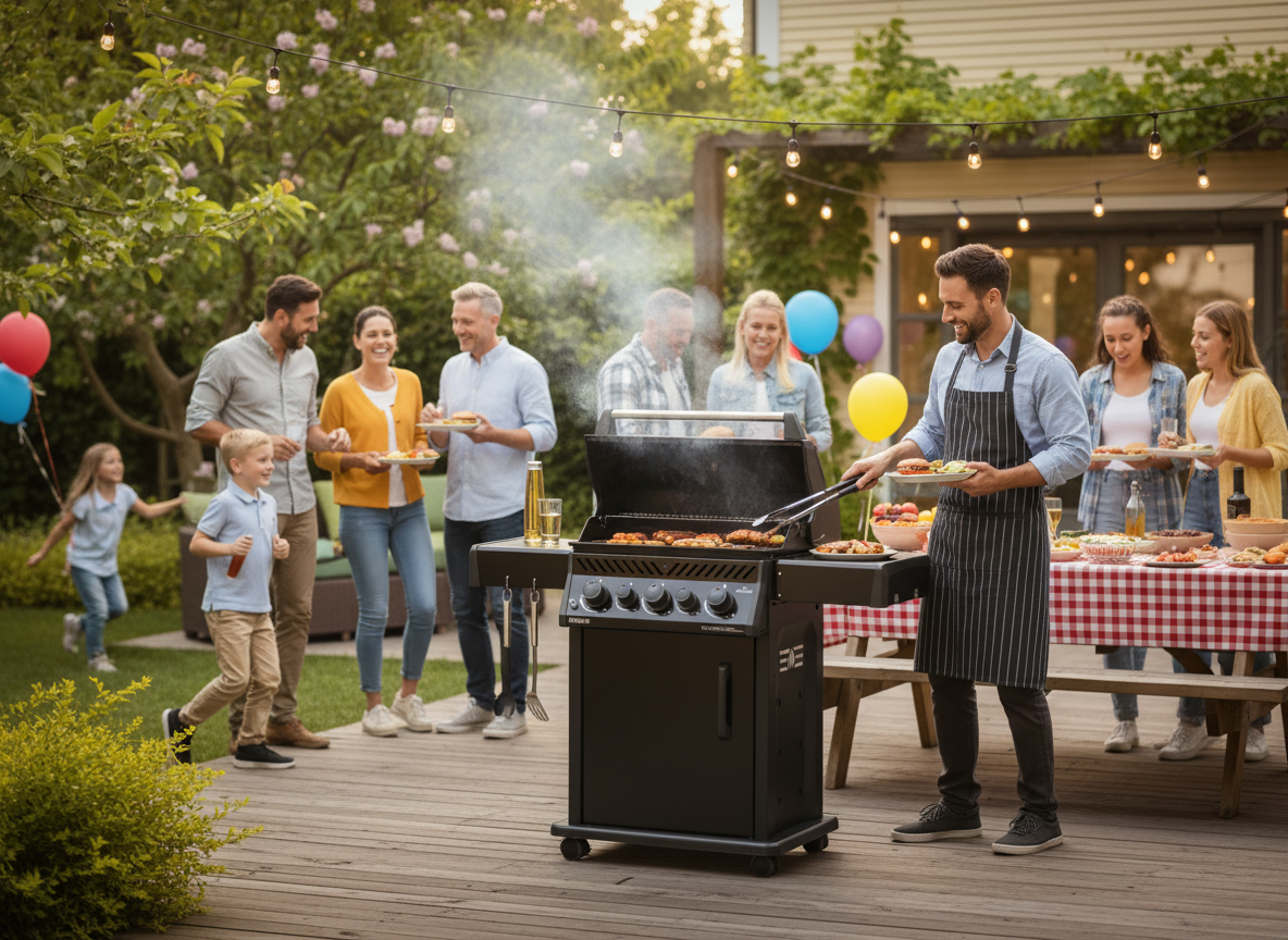 Outdoor grill in modern patio kitchen